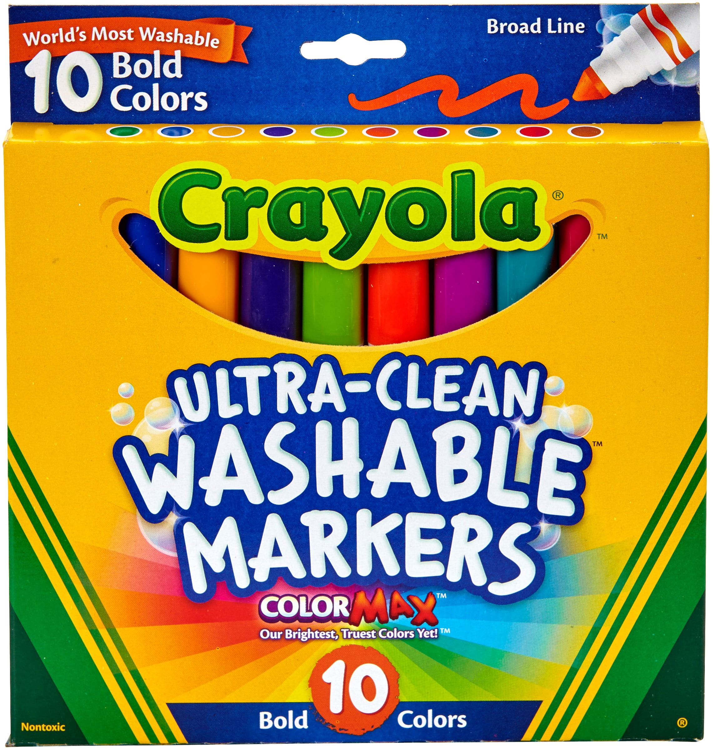 Crayola Ultra-Clean Color Max Broad Line Washable Markers-10 Count, Multipack Of 3