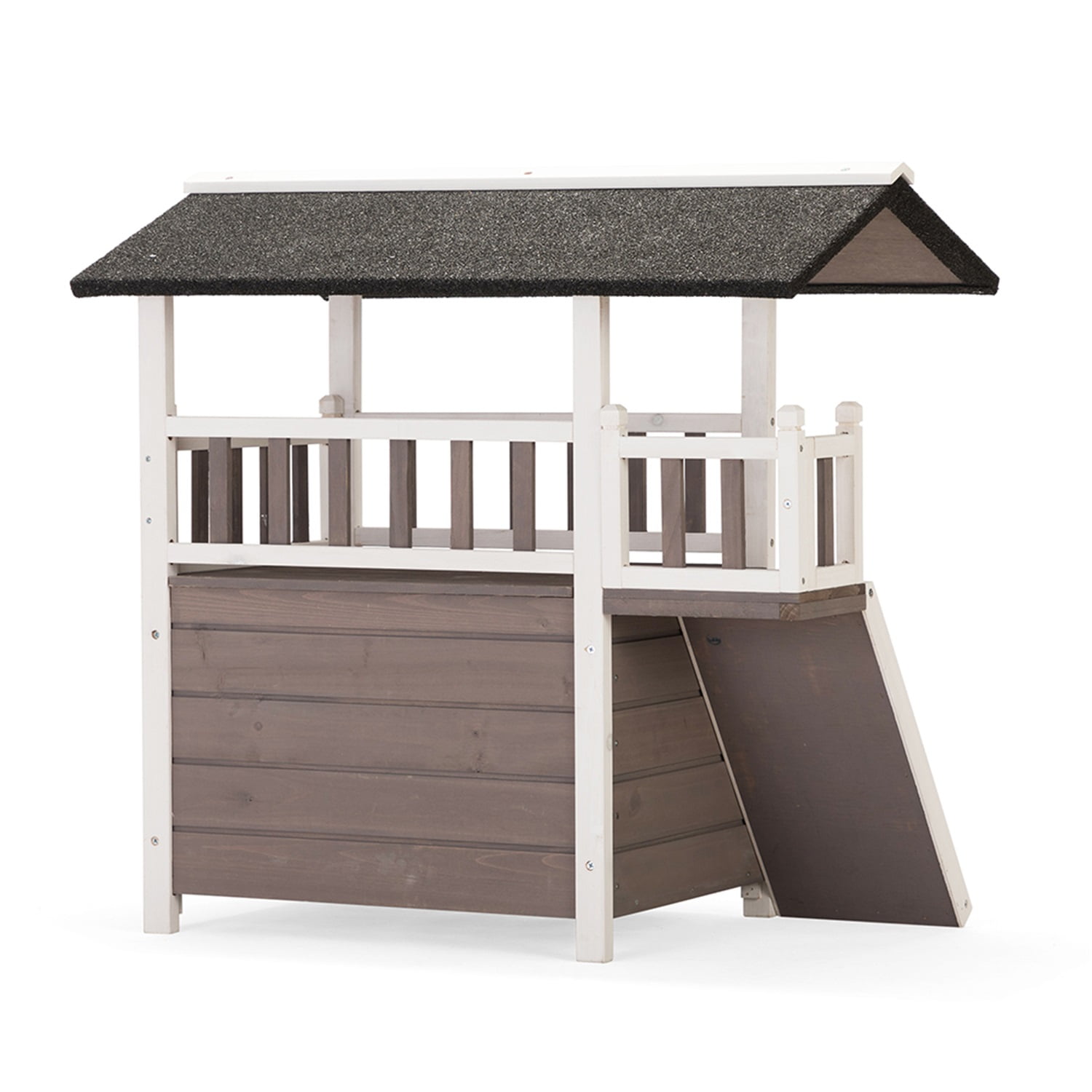 Pefilos Outdoor Weather-Resistant Cat Condo Pet House with Steps Balcony Puppy Stairs Pefilos Outdoor Weather-Resistant Cat Condo Pet House with Steps Balcony Puppy Stairs