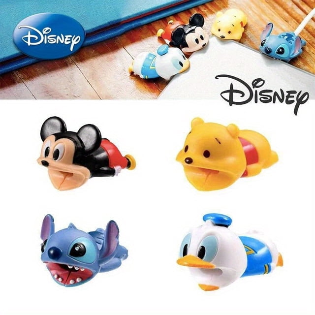 Disney Stitch & Mickey Mouse Cute Anime Charger Cable Protector For Iphone - Durable Pvc Usb Cord Cover Accessory, Perfect Gift