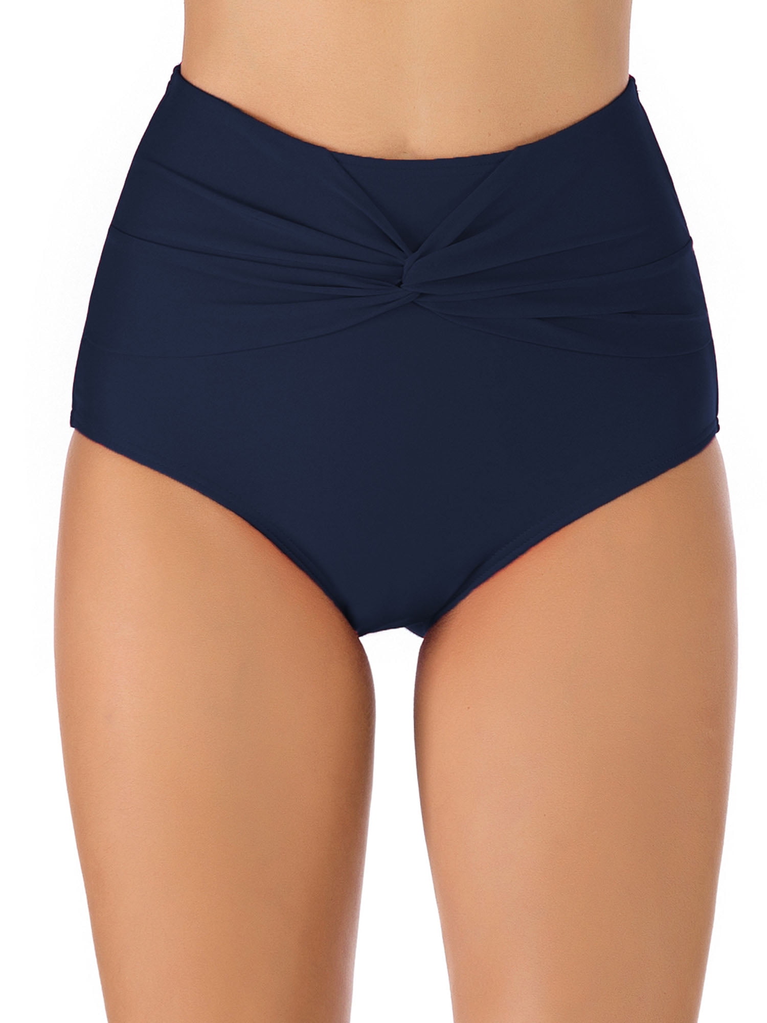 High Waist Bikini Bottom for Women Twist Front Swim Shorts Tummy