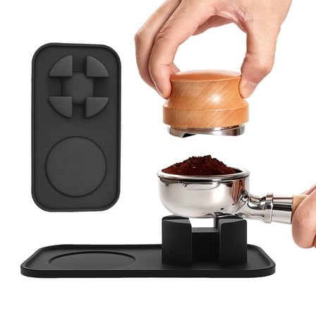 LINFANG 2Pcs Silicone Tamping Mat for Espresso Machine ES601/ES701 Stable Black Coffee Tamper Holder with Nonslip Base for Cafe
