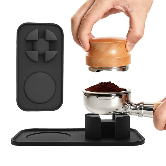 LINFANG 2Pcs Silicone Tamping Mat for Espresso Machine ES601/ES701 Stable Black Coffee Tamper Holder with Nonslip Base for Cafe