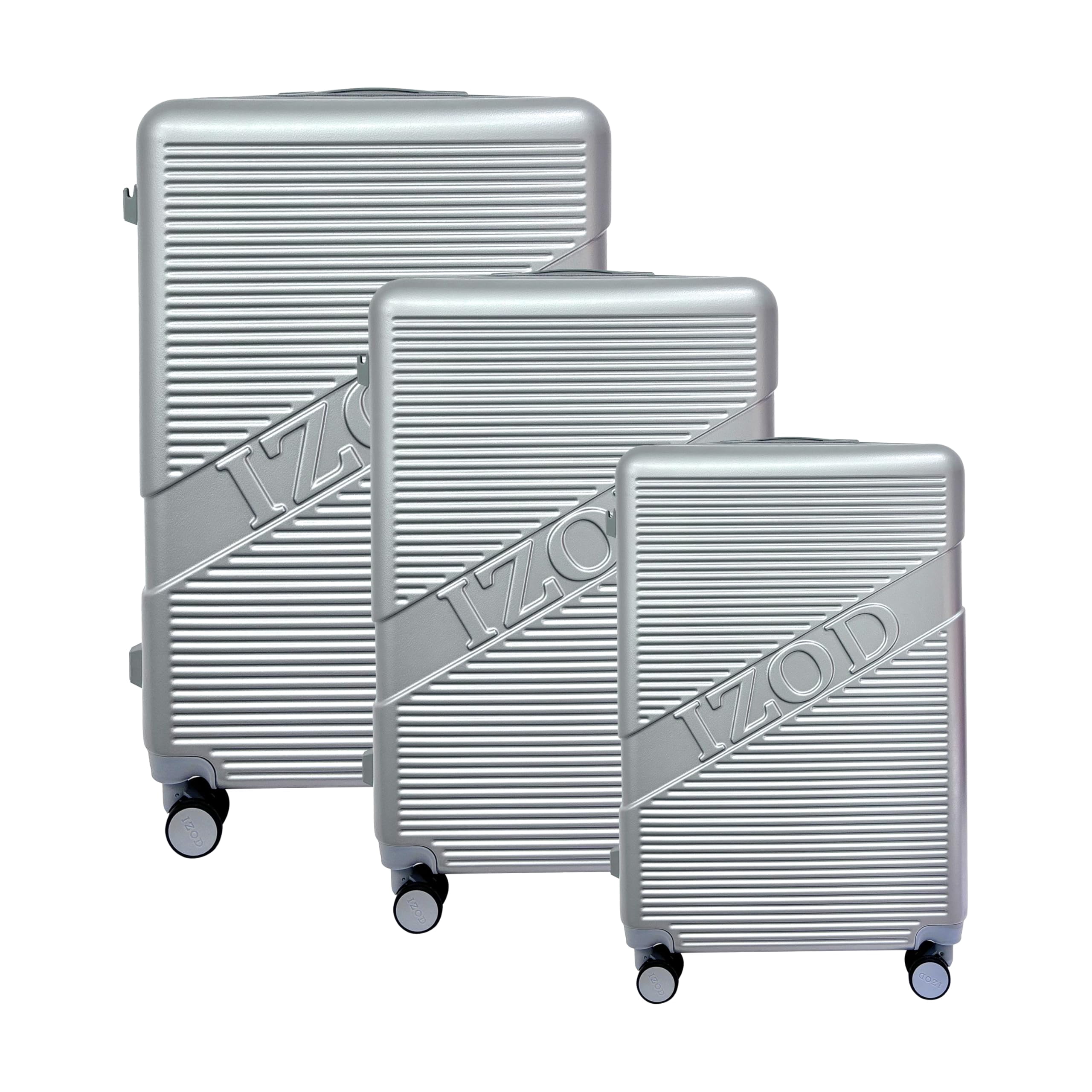 IZOD Harper Expandable Luggage Set - Stylish and Functional 3 Piece Luggage Set - Water-Resistant Zippers - Spinner Wheels Luggage Set - Versatile Sizes: 28", 24", and 20" (Slate Grey)