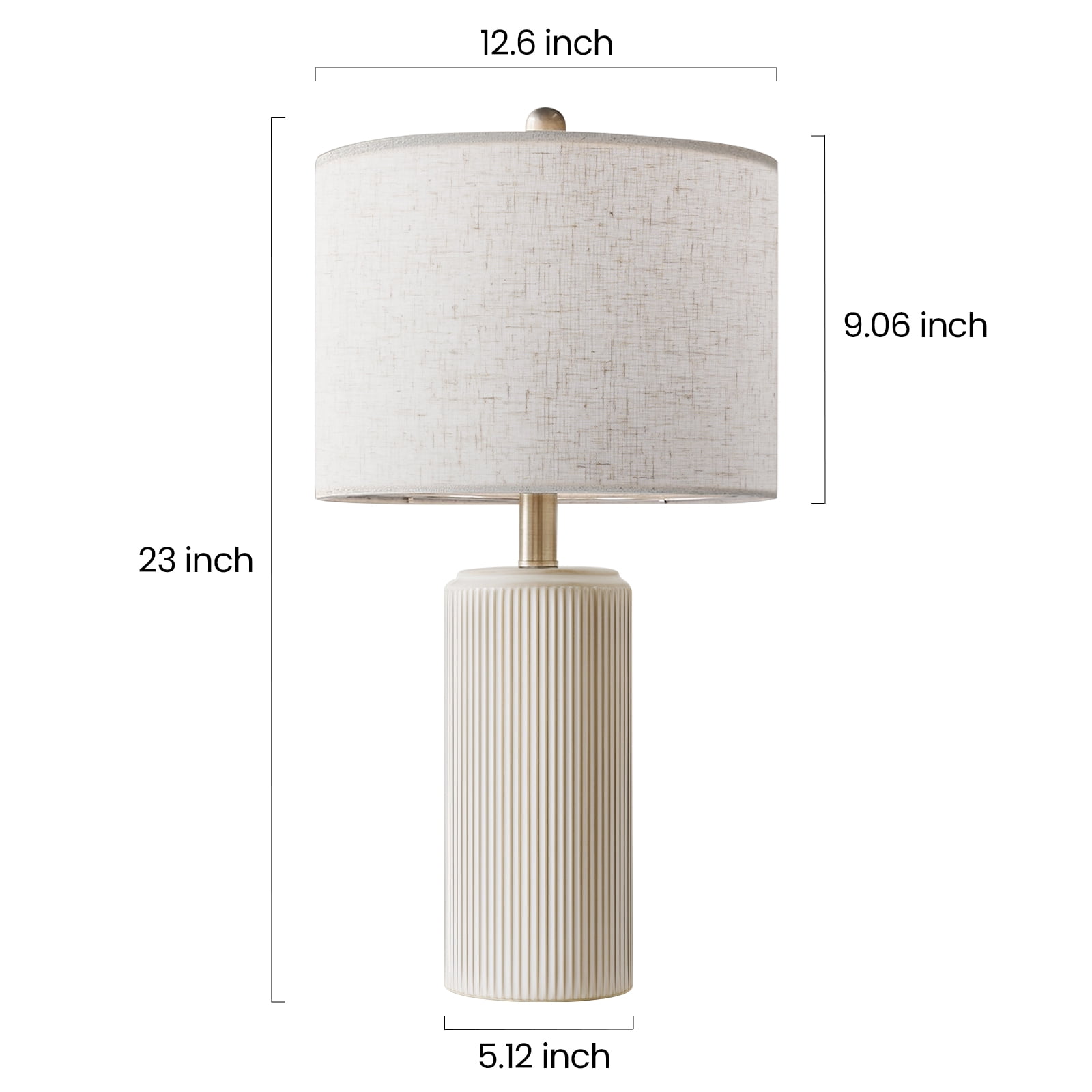 23" Ceramic Table Lamp Set of 2, 3-Level Dimmable Farmhouse Bedside Lamps for Bedroom, Nightstand Lamps for Living Room, LED Bulb Included