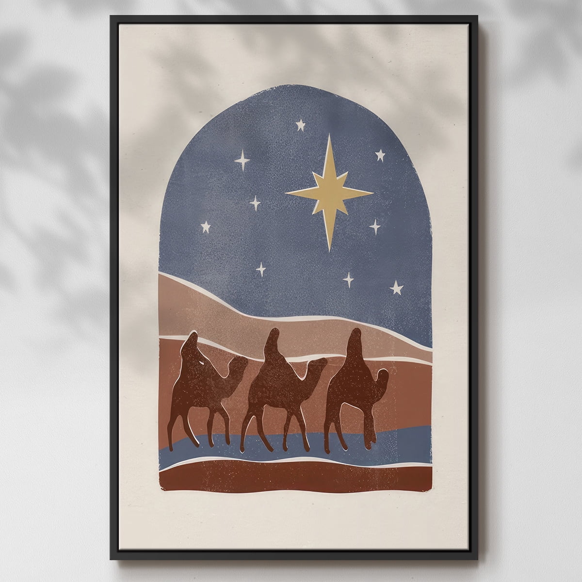 Boho Nativity II - Framed Gallery Wrapped Holiday Canvas - 27 x 41 - Black Frame
