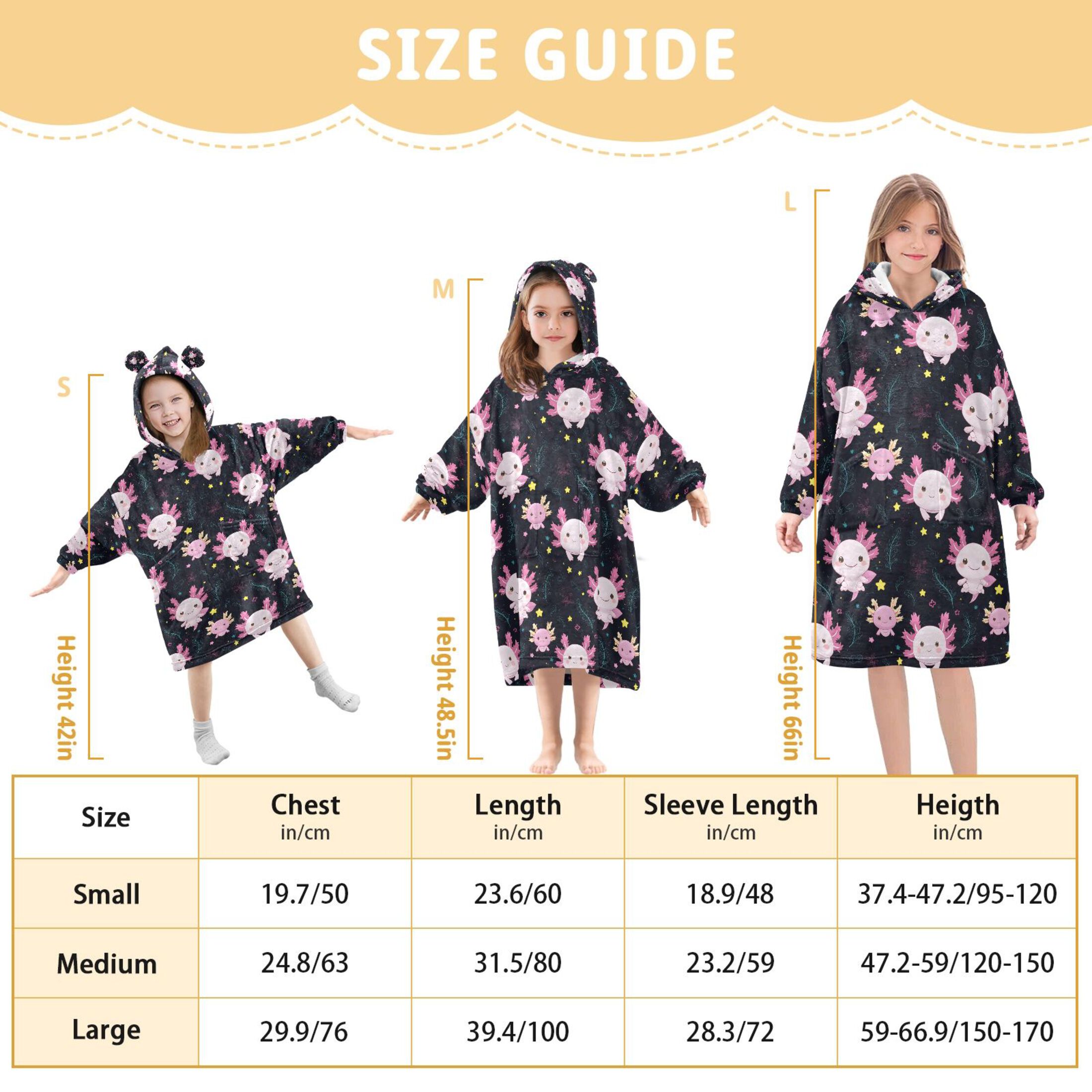 joogoo Wearable Blanket Hoodie for Cartoon Axolotl Stars Oversized Sherpa Hooded 3-14 YR M