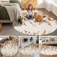 thumbnail image 5 of Brown Orange Eucalyptus Round Area Rug 5Ft Washable Circle Rugs for Living Room Bedroom, Farmhouse Weeping Leaves Linen Non-Slip Carpet Floor Mats Indoor Outdoor Carpet Runner Aesthetic Home Decor, 5 of 8