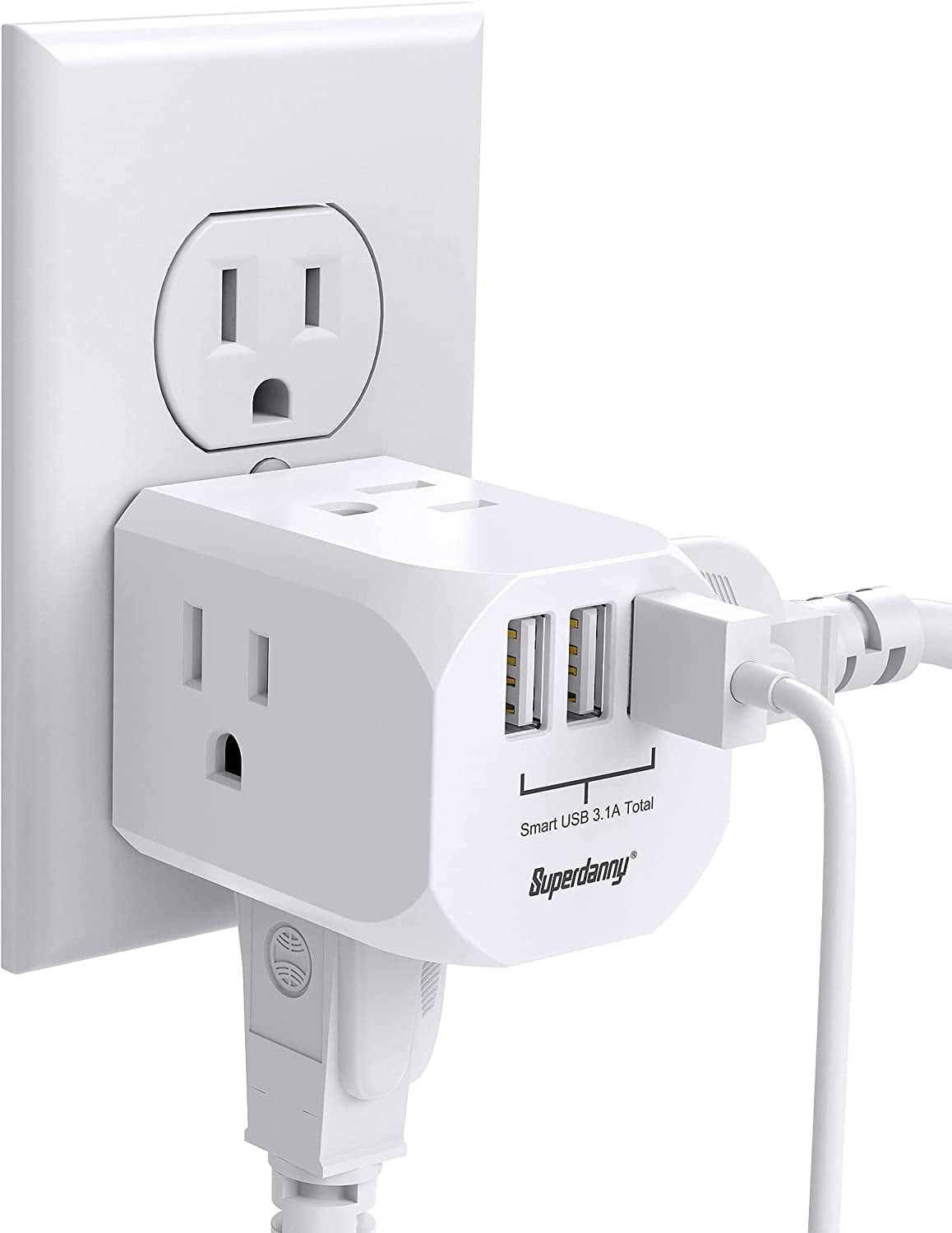 Multi Plug Extender with 4 Outlet Box Splitter Wall Outlet Power-2 Pack 