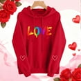 thumbnail image 3 of Valentines Day Hoodies for Women Casual Loose Pullover Sweatshirts Long Sleeve Red Sweater Tops with Pockets, L, 3 of 7