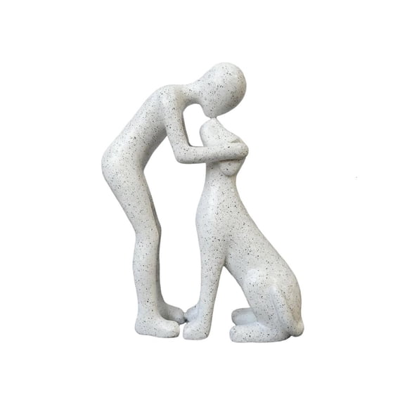 Giaone Man and Dog Statue Human Dogs Figurines Sculpture Modern Home Office Decors