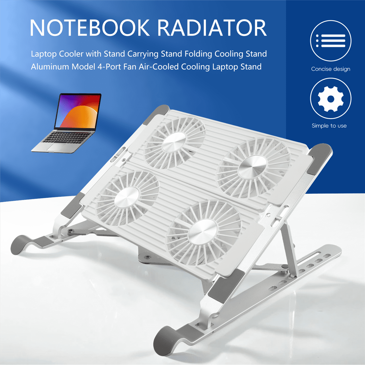 Laptop Cooler with Stand Carrying Stand Folding Cooling Stand Aluminum Model 4-Port Fan Air-Cooled Cooling Laptop Stand