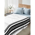 thumbnail image 4 of Black Striped Full Size Flat Sheet, Wrinkleproof & Fadeproof Cooling Flat Bed Sheet Only, Modern White Striped Abstract Art Aesthetics Breathable Soft Bedding Top Sheets 81 x 96 Inches, 4 of 8