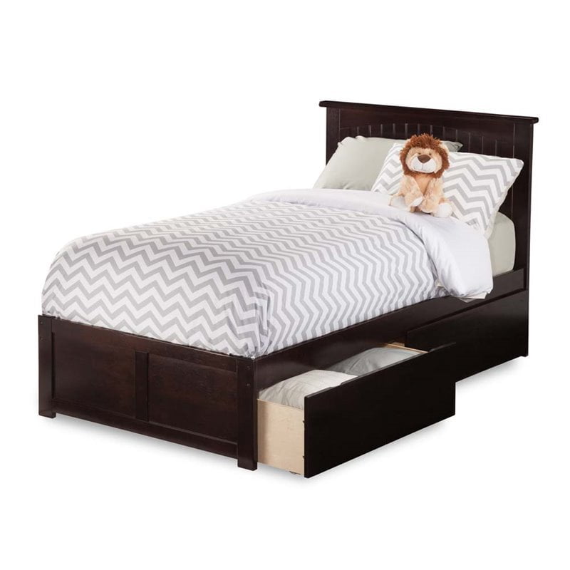 Leo & Lacey Twin XL Storage Platform Bed in Espresso