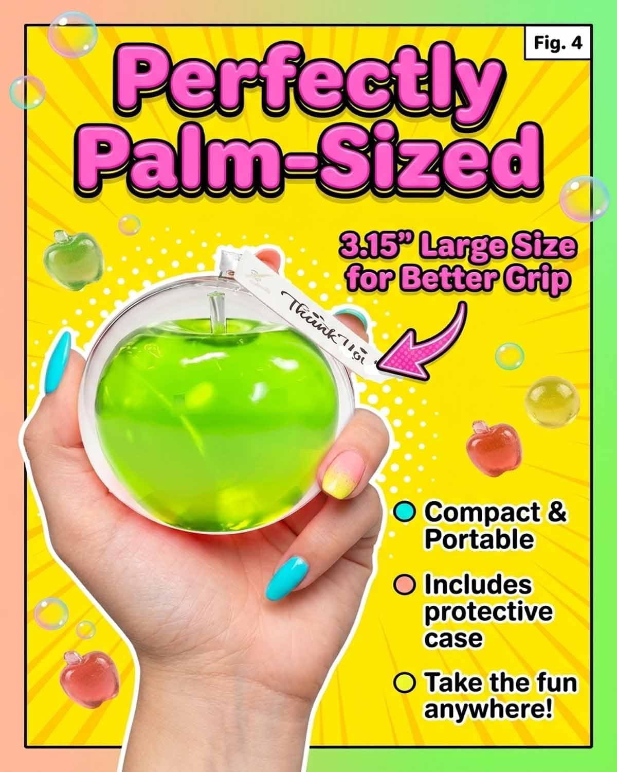 Apple Squishy, 3.15in Clear Cute Fruit Stress Balls, Soft Novelty Rebounding Squeeze Toys Glass Gloss Semi-Transparent,Fun Handmade Silicon Squishies Sticky for Anxiety Relief & Focus(4pcs)