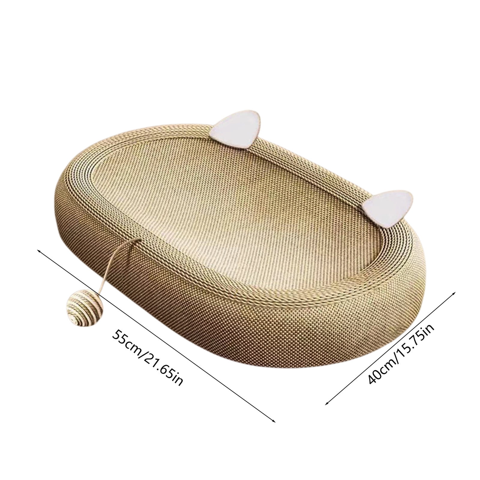Nebwoak Cat Scratcher Bed 3-in-1, Sisal Oval Cat Bed with Hanging Toy Ball, Non-Slip Bottom Lounge Pet Bed for Indoor Cats Kittens Furniture Protection