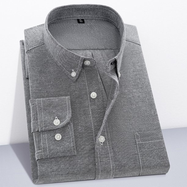 Blusa y camisa de manga larga con cuello vuelto para hombre, camisa informal de negocios a la moda con botones de color liso y cómoda, top de algodón para hombre