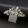 thumbnail image 3 of Nvzi Horquillas para el pelo de boda con flores para novias, peinetas con perlas de cristal, pinzas para el pelo, accesorios para el pelo de boda dorados, joyas plateadas, 3 of 4