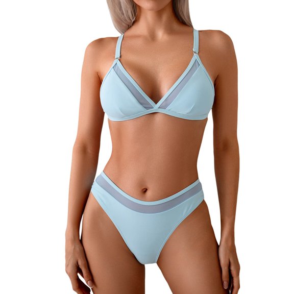 CONZONE Womens Bikini Sets 2 Peice Swimsuits for Women High Waisted Solid Color Lightweight Summer Beach Bathing Suits