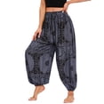 thumbnail image 4 of Defitshape Women's Harem Pants Yoga Hippie Boho Jogger Parachute Bohemian Genie Pants Cool Summer Beach Trousers Drawstring Elastic Waist Patterned2 One Size, 4 of 5