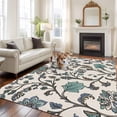 thumbnail image 3 of Vintage Blue Floral Washable Area Rug 5 x 8 ft Farmhouse Indian Flower , Soft Non Slip Rugs Stain Repellent Indoor Felt Carpet for Living Dining Room Bedroom Home Office, 3 of 9