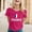 Hot Pink, variant on Women Tshirts Tricolor Print Short Sleeve Crewneck France Top Womens Blouses Black XL