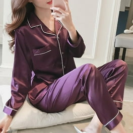 Women Satin Silk Sleepwear Pyjamas Long Sleeve Nightwear Sets Walmart