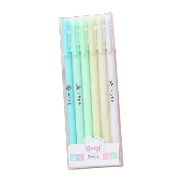 6 bolígrafos de tinta de , bolígrafos de escritura suave, bolígrafo negro, material de papelería de oficina escolar, regalo para ños , VERDE Baoblaze bolígrafos de gel