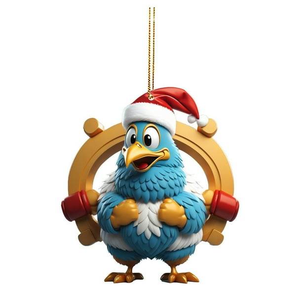 Pendiente de Árbol de Navidad, Pendiente de Pájaro de Musculatura Cuta, Adornación de Hogar de Acrílico, Dcoration de Navidad, Pendiente de Forma de Pollo de Musculatura, Estilo Festivo,