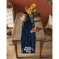 thumbnail image 5 of Boanket Happy Father's Day Table Runner - 60 Inch Long, Kitchen Dining Table Runner Dresser Scarves, Navy Blue Shabby Wooden Grain Farmhouse Decor for Coffee Tables Wedding Party Banquet, 5 of 8