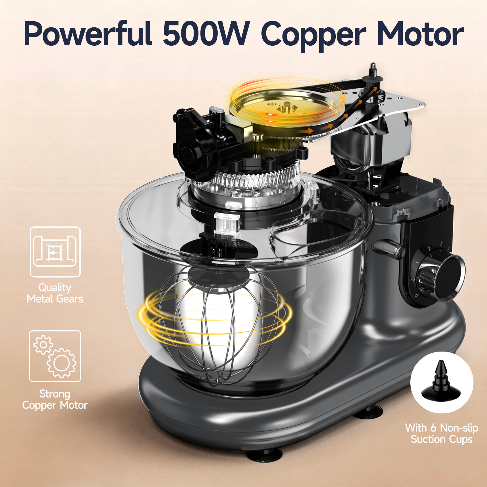 LINKChef 5.3 Qt 6-Speed Tilt-Head Stand Mixer photo 3