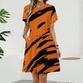 thumbnail image 2 of Tiger Stripes Pattern Dress Summer Street Style Dresses Female Short Sleeve Printed Sundress, 2 of 7