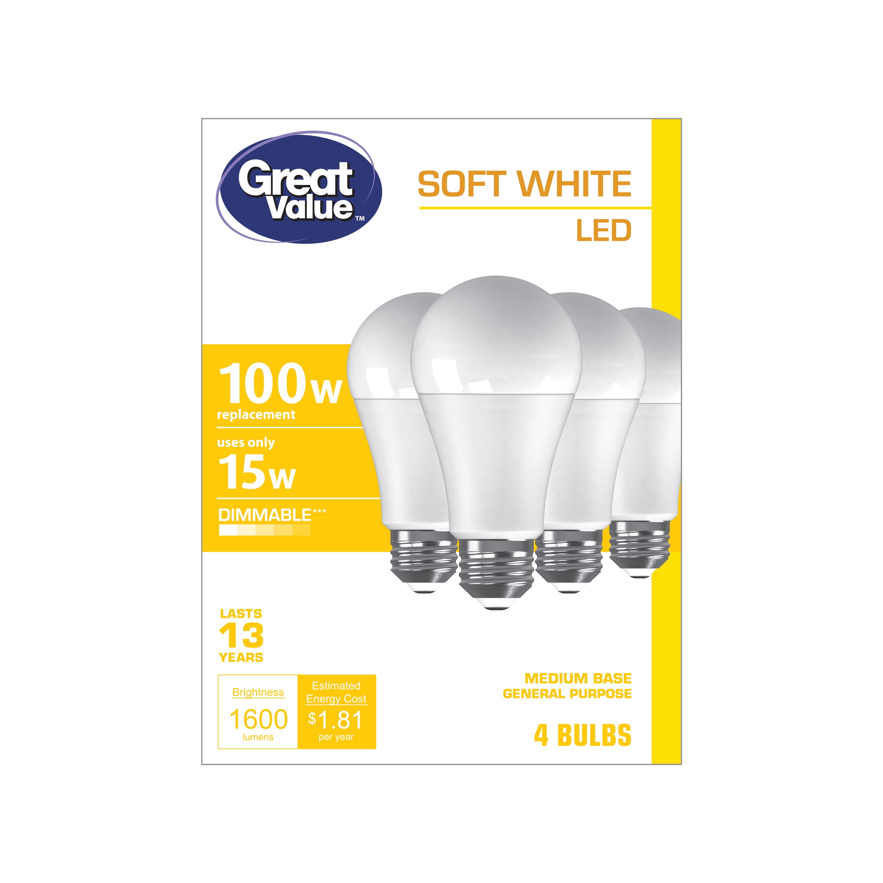 Frosted Light Bulbs 100W 110V A19 Medium Base Clear Lamps NEW USA 30-Pack 