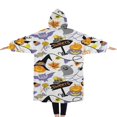 thumbnail image 2 of Oversized Wearable Blanket Hoodie,Halloween Ghost Pumpkin Pattern Sherpa Blanket Hoodie with Super Pockets,Super Warm Fuzzy Pullover for Women & Men, 2 of 6