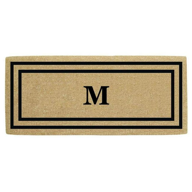 Nedia Home O2172M 24 x 57 Pouces Mince Double Cadre Photo Résistant en Fibre de Coco Porte Mat&44; Monogramme M - Noir