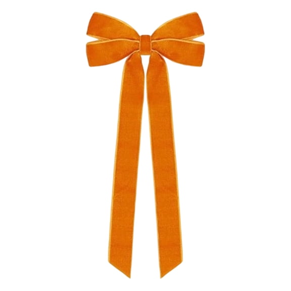 12Pcs Christmas Tree Decorations - Orange Velvet Ribbon Bows for Christmas Tree, 5in X 10in Xmas Ornaments for Tree Home Party Front Door Wreath Holiday Decor