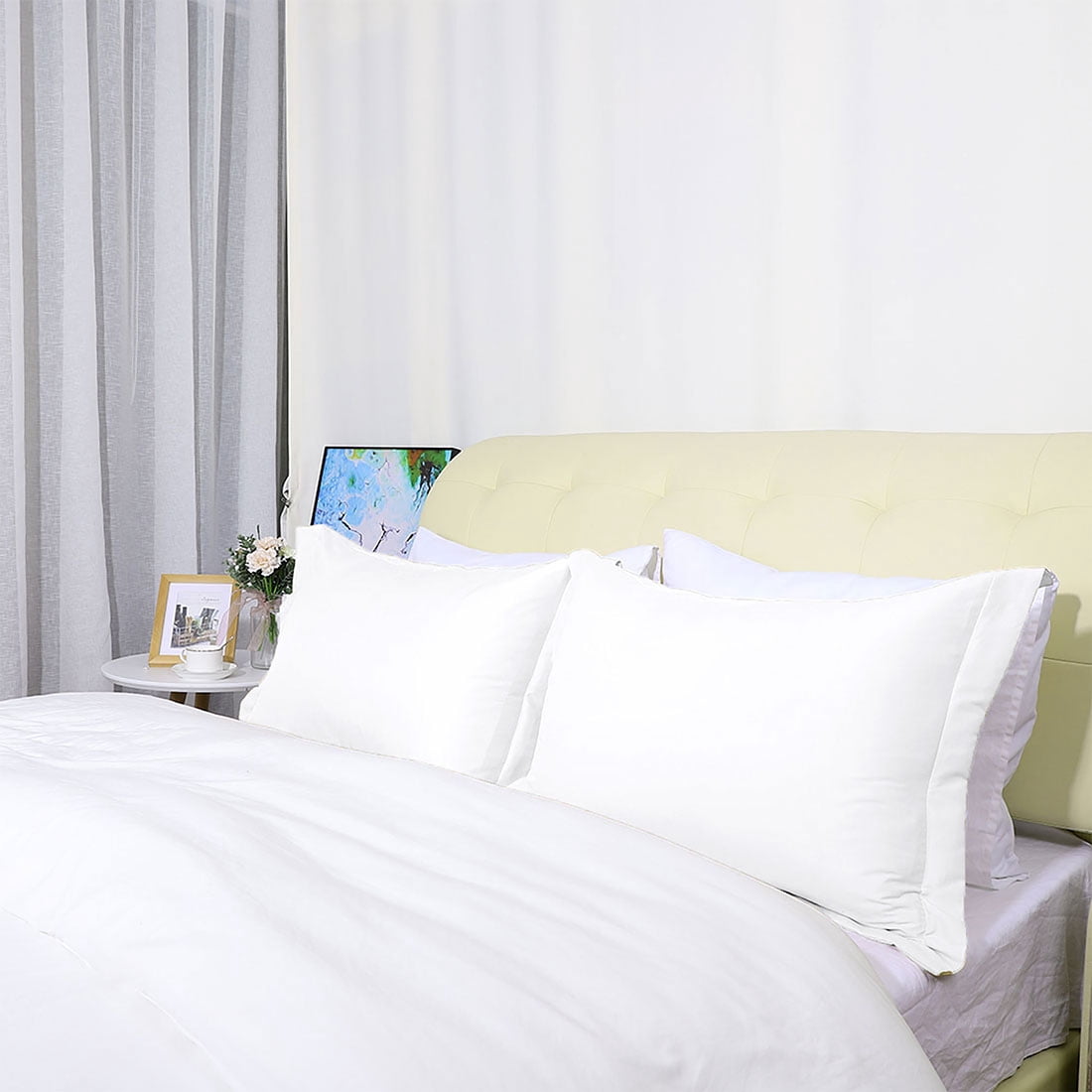 Unique Bargains Pillowcases Soft Microfiber Pillow Shams Set of 2 Queen White