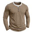 thumbnail image 4 of JTSRKL Mens Stylish Fake Two Piece Tops Crew Neck Button Placket Business Casual Long Sleeve Pullover Breathable Soft Textured Shirts, 4 of 8