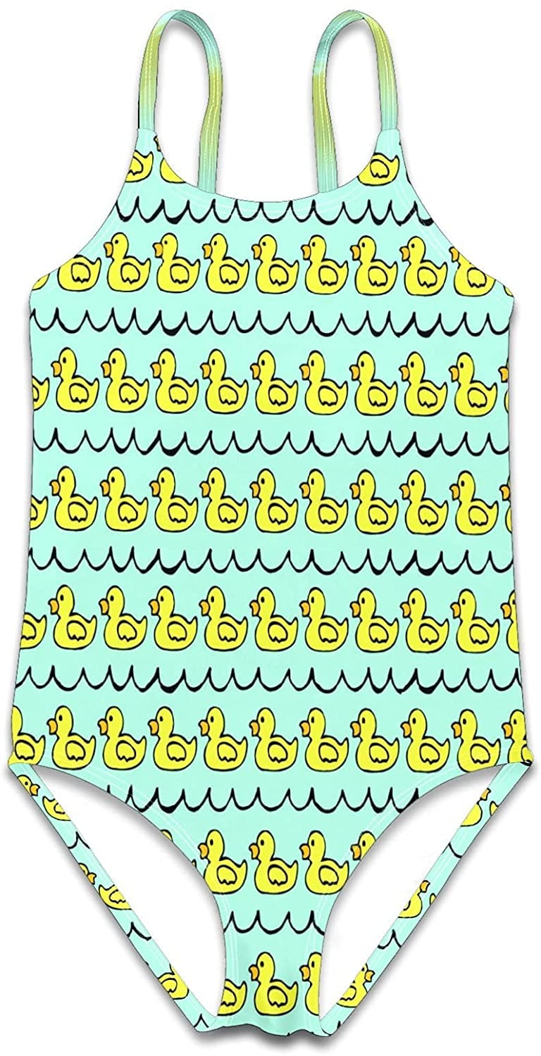 Girls Swimsuit Rubber Duck Cartoon Swimsuits Bathing Suits Athletic