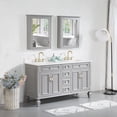 thumbnail image 2 of ANGELES HOME 60" Bathroom Vanity with 24" Wall-Mounted Mirror Cabinets, Wooden Bathroom Vanity with 2 Sinks Set, Bathroom Furniture for Home Decor and Storage Organization, Titanium Grey, 2 of 7