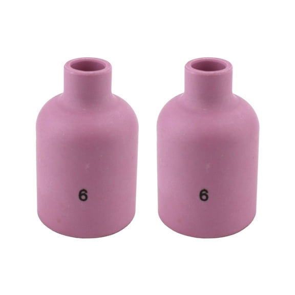 Alumina Nozzle Cups for TIG Welding Torches Series 9/20/25/17/18/26 with Large Diameter Gas Lens Set-Up - Model: 57N75 - #6 (3/8") - (2 PACK)