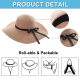 thumbnail image 3 of Harhinhe Sombrero de paja para la playa, verano, excursión junto al mar, ala grande, protector solar, sombrilla, vacaciones, sombrero para el sol con borde grande, sombrero para el sol, 3 of 5