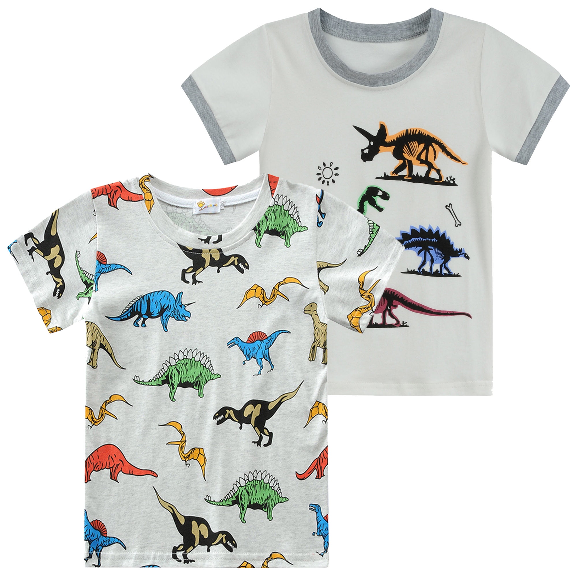 Cm-Kid Boy Dinosaur Shirts 2-Pack Tees Short Sleeve Graphic Tops 7T ...