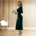 thumbnail image 4 of Nouveau Produit en 2024 Robe de Soirée Ajustée à Col en V, m, Vert Foncé, 4 of 8