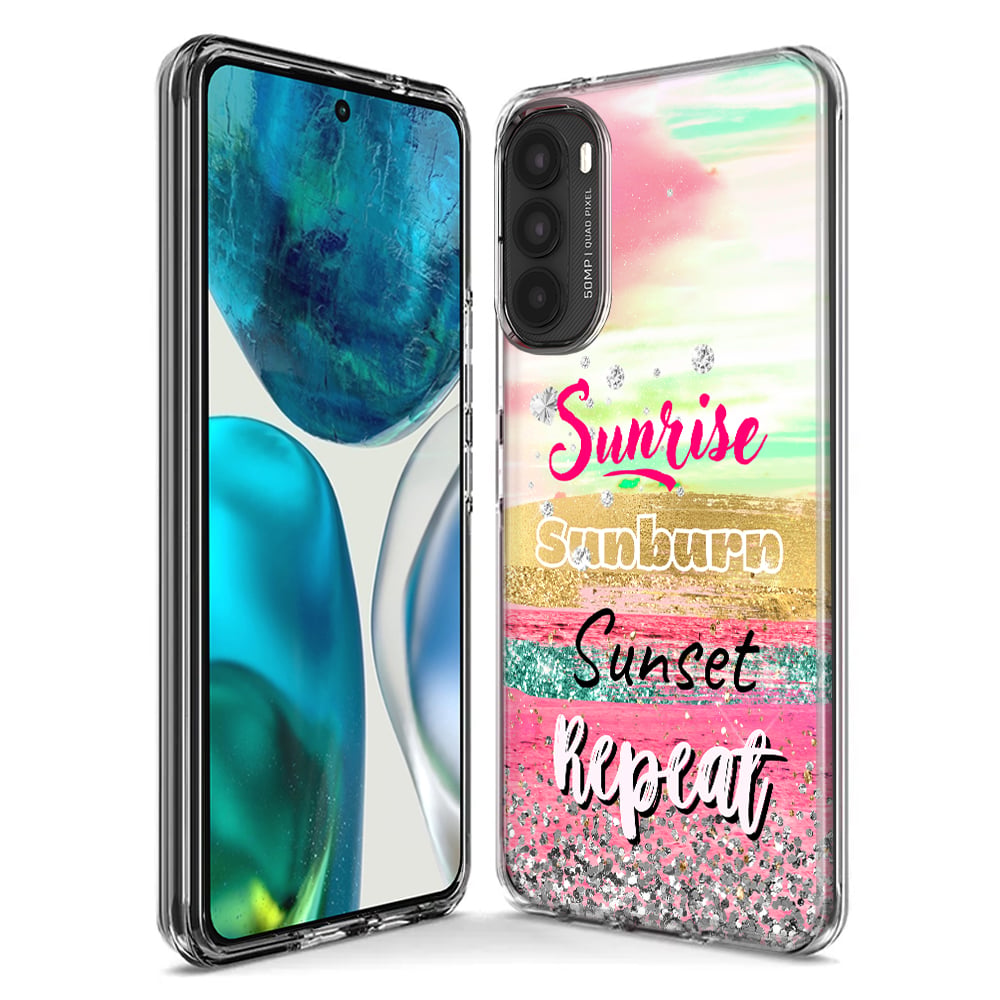 thumbnail image 3 of MUNDAZE Motorola Moto G Stylus 2021 Shockproof Clear Hybrid Protective Phone Case Summer Brush Strokes Sunrise Sunburn Sunset Repeat Cover, 3 of 5