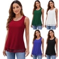 thumbnail image 2 of Women's 2026 Sleeveless Chiffon Tank Top Double Layers Casual Blouse Tunic White S, 2 of 3