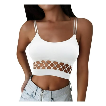 

Zerlibeaful Sleeveless Casual Tops for Women Fashion Bra Crop Bustier Sleeveless Vest Sling T Shirts Basic Tee Tops