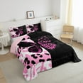 thumbnail image 3 of Feelyou Romantic Butterfly Kids Bedding Comforter Set, Black Pink Leopard Print Twin Comforter Sets, Modern Fashion Reversible Bedding Set, Breathable Home Decor, 2 Pieces, 3 of 8