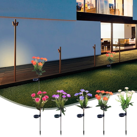 Solar Garden Lights - Outdoor Solar Artificial Flowers Stake Light,LED Colorful Waterproof Realistic Solar Powered Yellow Carnation Landscape Lights for Pathway Patio Yard Garden Decor