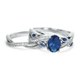 thumbnail image 6 of LaRaso & Co His Her Wedding Ring Set Blue Sapphire CZ TRIO Couples Rings 8/12, 6 of 7