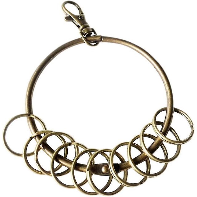 Organizador de llavero de aro redondo grande de bronce (80 mm) 10 llaveros de carceleros con múltiples anillos